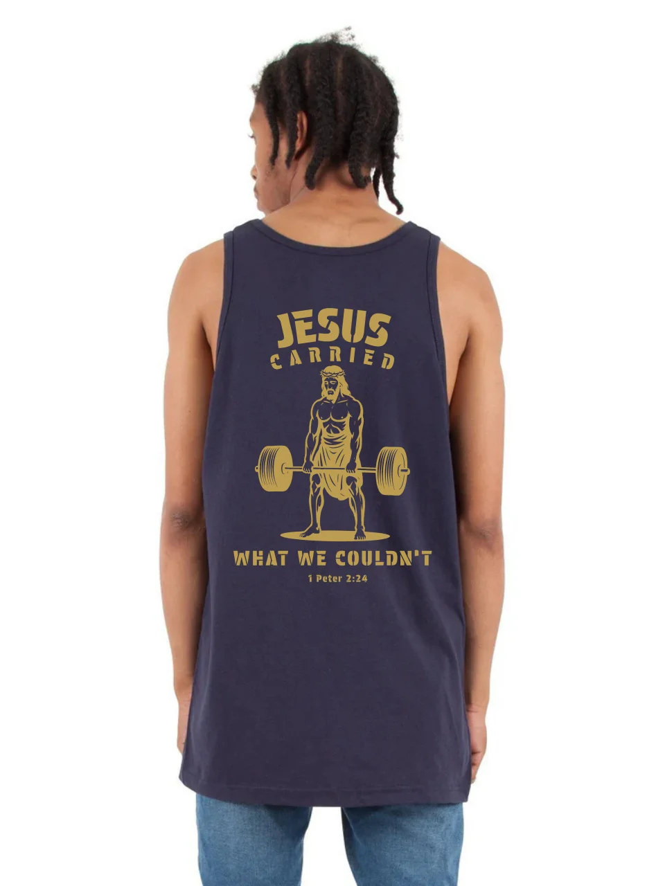 Living Water Barbell Club Tank Top | Faith Fitness Apparel (1 Peter 2:24)