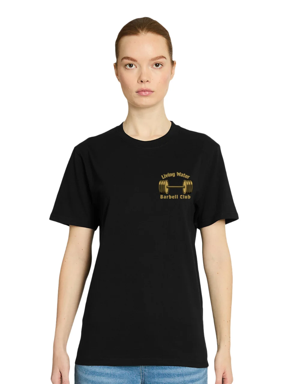 Living Water Barbell Club True-to-Size Tee | Faith Fitness Apparel (1 Peter 2:24)